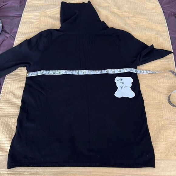 Chaus size large black short sleeve cowl neck tunic sweater EUC - Picture 3 of 10
